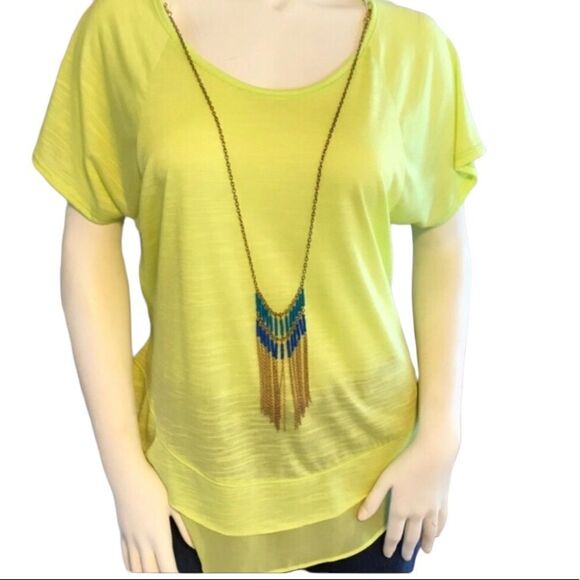 New Directions Small Green Ruffle Top - Picture 1 of 6